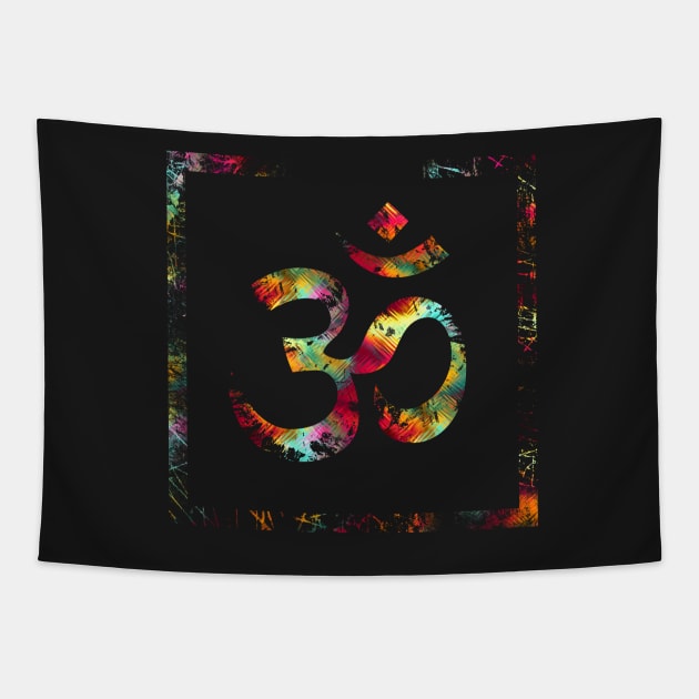 Tie Die Painted Ohm Symbol Squared Tapestry by MellowGroove