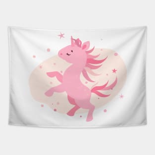 Pink prancing unicorn Tapestry