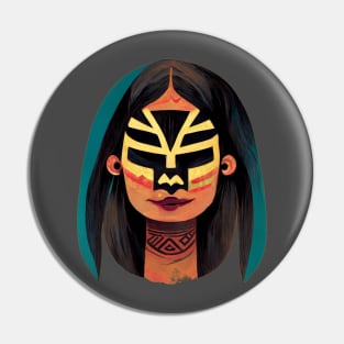 Mayan Luchador Woman Pin