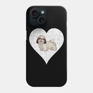 Shih Tzu Heart Jigsaw Pieces Design - Gift for Shih Tzu Lovers Phone Case