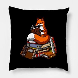 Fox Book Reading Librarian Animal Pillow