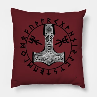 Thor's hammer , Viking runes. Pillow