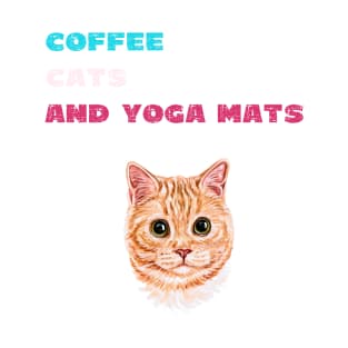 Coffee cats and yoga mats funny yoga and cat drawing T-Shirt