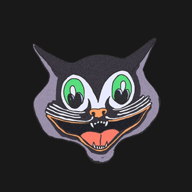 Vintage Halloween Cat Face Sticker by CheriesArt