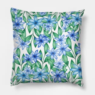 Blue Watercolor Wild Flower Pillow