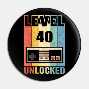 Level 40 Video 40th Birthday Pin