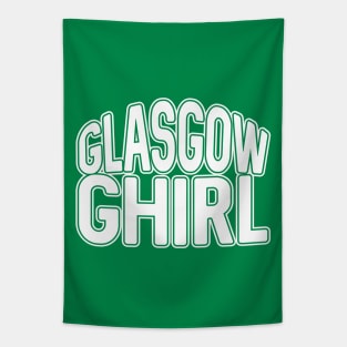 GLASGOW GHIRL, Glasgow Celtic Football Club White and Green Text Design Tapestry