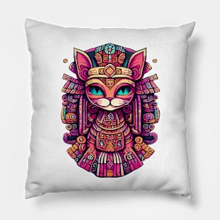 Cat in mayan style Pillow