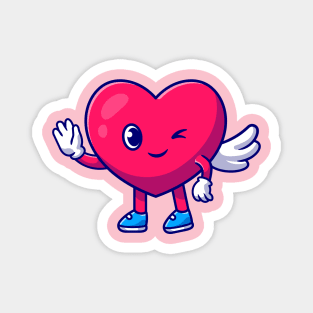 Cute Heart Angel Love Waving Hand Cartoon Magnet