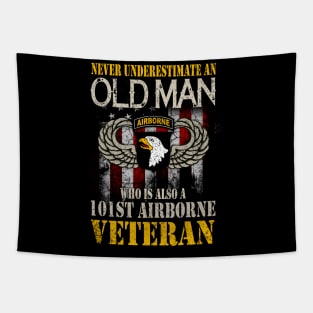 Never Undertimate An Old Man 101st Airborne Division Veteran  Mens Tapestry