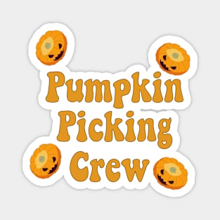 pumpkin picking crew on orange Magnet