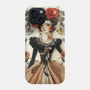 Cute Paper Doll With Fan Victorian Lace Dress Art Phone Case