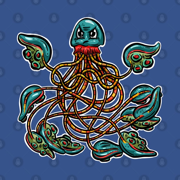Cute Octopus Tentacle Logo Illustration Cartoon Character Grumpy by Squeeb Creative