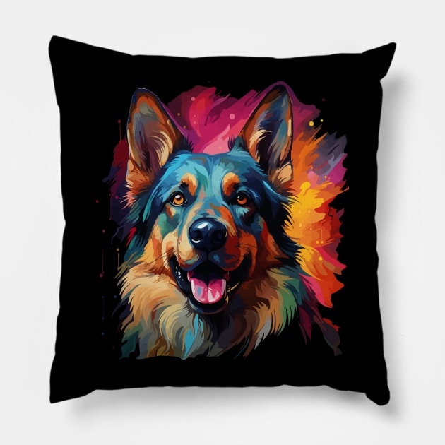 German Shepherd Rainbow Pillow by JH Mart