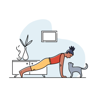 YOGA WITH CAT ILLUSTRATION T-Shirt