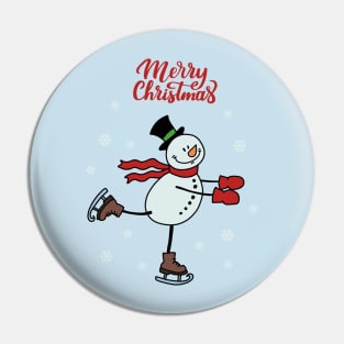 Ice Skating Snowman Pin