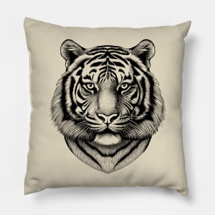 Black and White Tiger Face Pillow