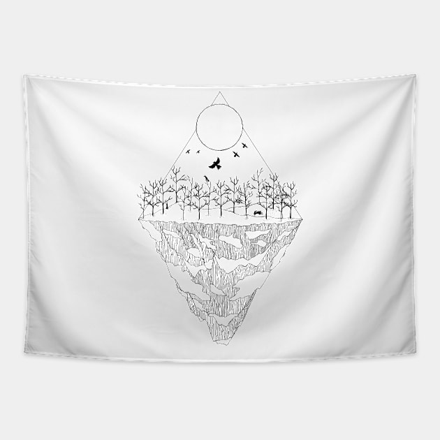 Stylized winter landscape Tapestry by GoddessFr3yja