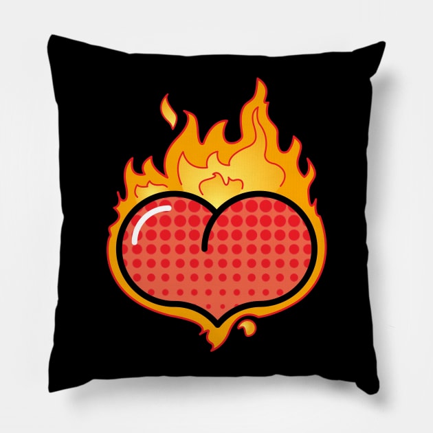 HalfTone Heart-a-Fire Pillow by districtNative