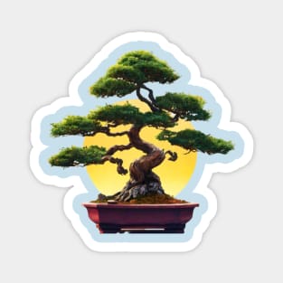 Zen Bonsai Tree Sunset Magnet