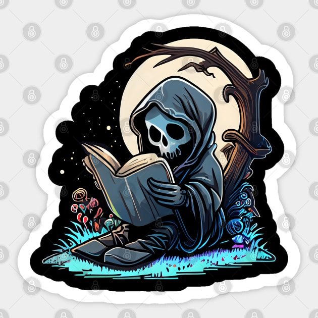 Read In Peace Grim Reaper Funny Dark Humor Book' Sticker
