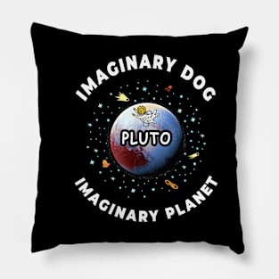 🪐 Pluto, Imaginary Dog and Planet, Funny Outer Space Pillow