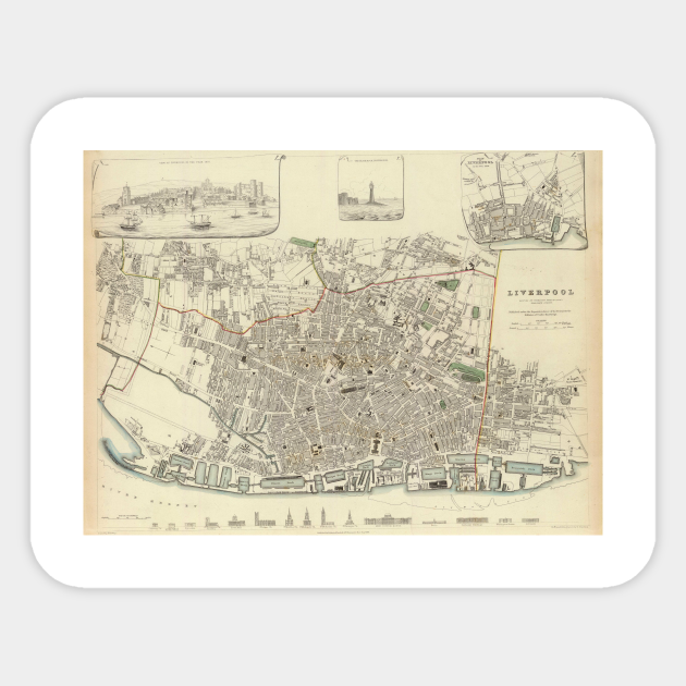 Vintage Map Of Liverpool England 1836 Liverpool Map Sticker Teepublic