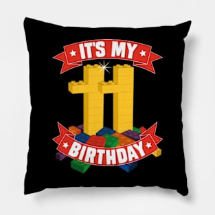 It's My Birthday 11th Years Old Block Building Boys Girls Pillow