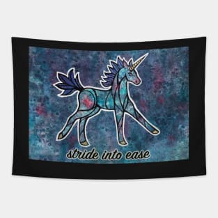 Stride into Ease. Magical Unicorn Watercolor Illustration. Tapestry