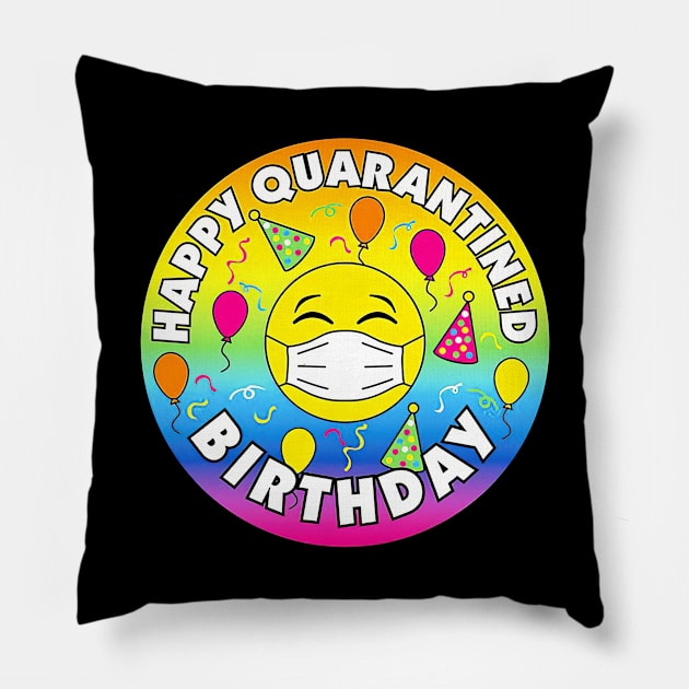 Happy Quarantine Birthday Social Distancing Pillow by Tatjana  Horvatić