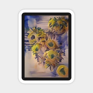 DREAMY WATERCOLOR SUNFLOWER LILAC BACKGROUND Magnet