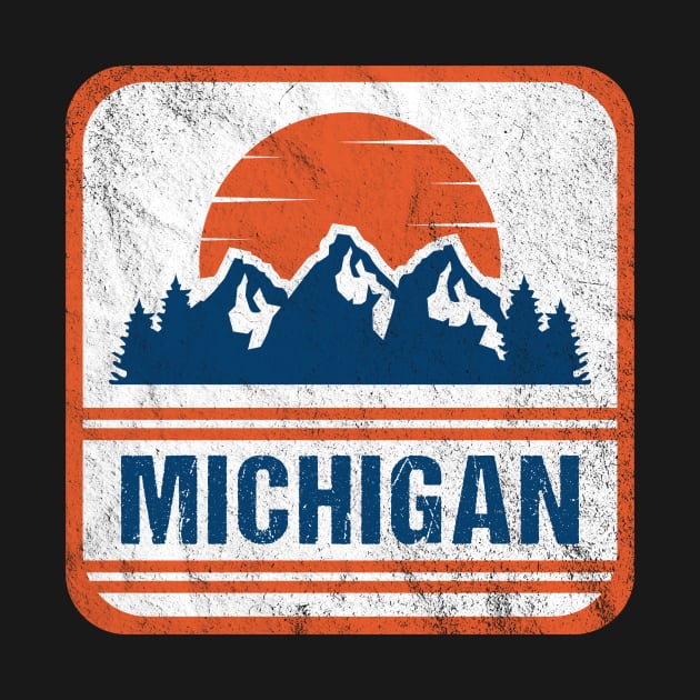 Retro Vintage Michigan USA Mountain Gift for Men by JKFDesigns