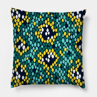 Snakeskin Pattern (Yellow and Teal) Pillow