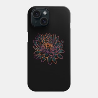Colorful chrysanthemum flower drawing - faded orange with green Phone Case