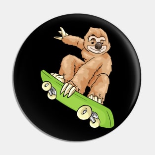 Cute Sloth is skateboarding Pin