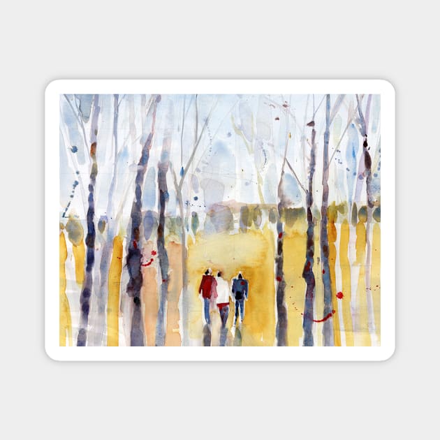 Loose Watercolor - Three Wanderers in New Hampshire Magnet by dfrdesign