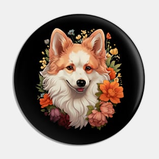 American Eskimo Dog Floral Pin