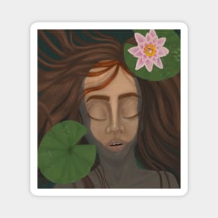 Lotus flower girl - meditation Magnet