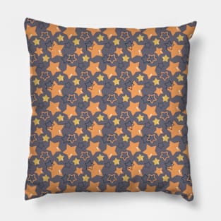 Gray and Pastel Orange Stars Seamless Pattern 024#001 Pillow