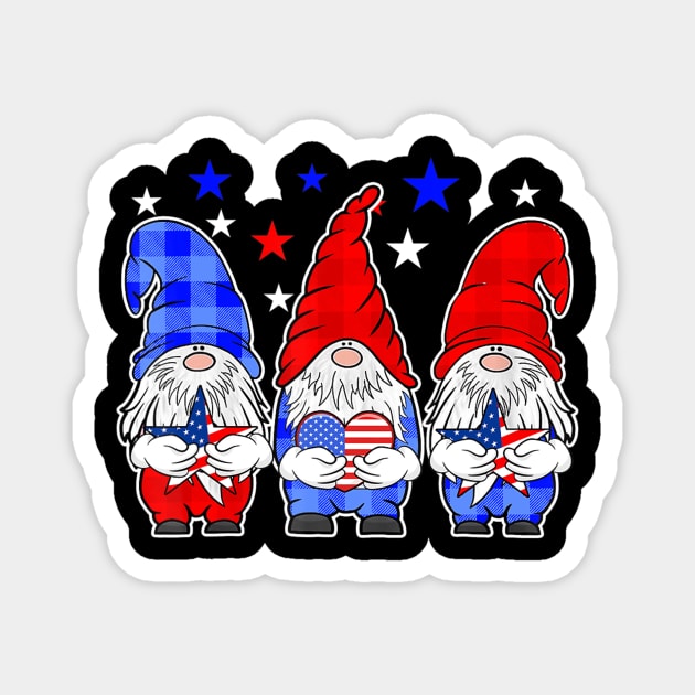 Three Gnomes Holding Amercican Flag 4th Of July Patriotic Magnet by crowominousnigerian 