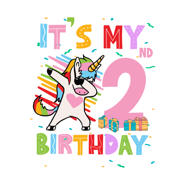 It's My 2nd Birthday Girl Cute Unicorn B-day Giif For Girls Kids toddlers by Patch Things All