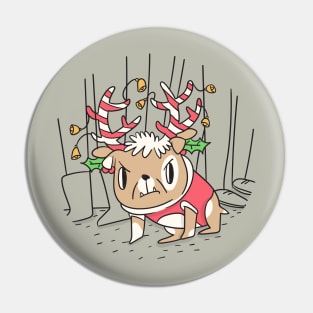 Angry Reindeer Dog In Christmas Decor Pin