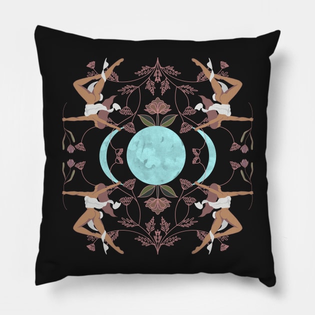 Ladies Dancing Under the Moon Pillow by haleyum