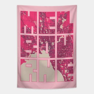 Melbourne, Australia City Map Typography - Blossom Tapestry