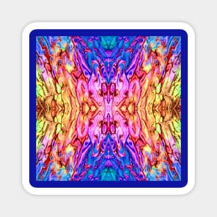 Mirrored Abstract in Blue Pink Yellow Orange Magnet