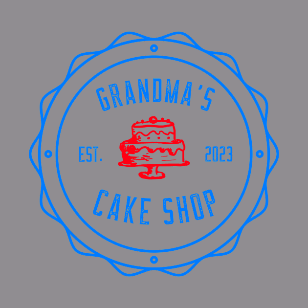 Grandma's Cake Shop Blue Red Design by Preston James Designs