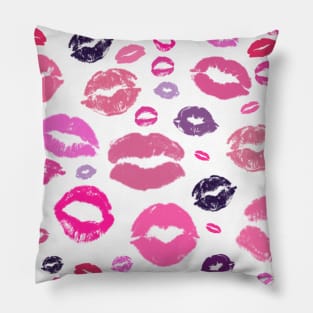 Kissing Lips Pattern in Pink Pillow