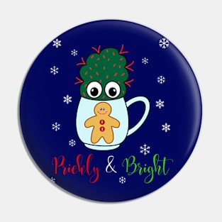 Prickly And Bright - Small Cactus With Red Spikes In Christmas Mug Pin