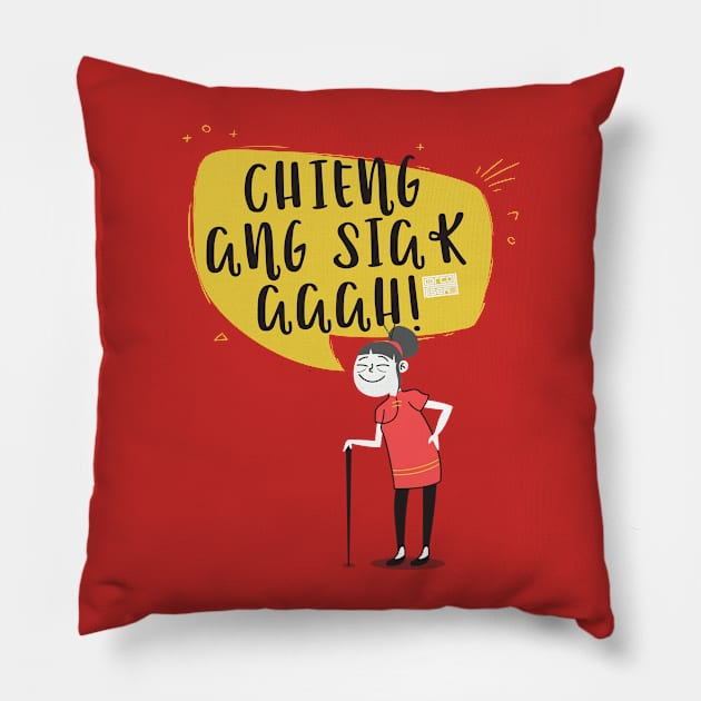 WEAR RED CHINESE NEW YEAR TRADITION GOOD FORTUNE Pillow by porcodiseno