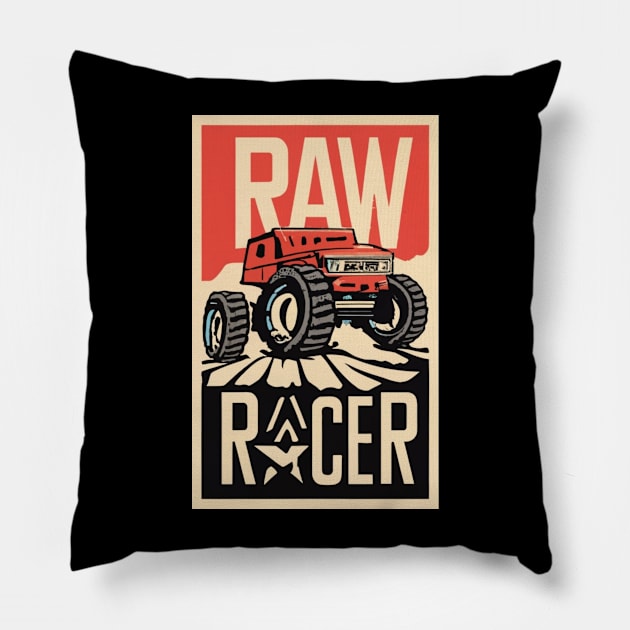 Raw Racer Desert Racing Car Pillow by Abeer Ahmad